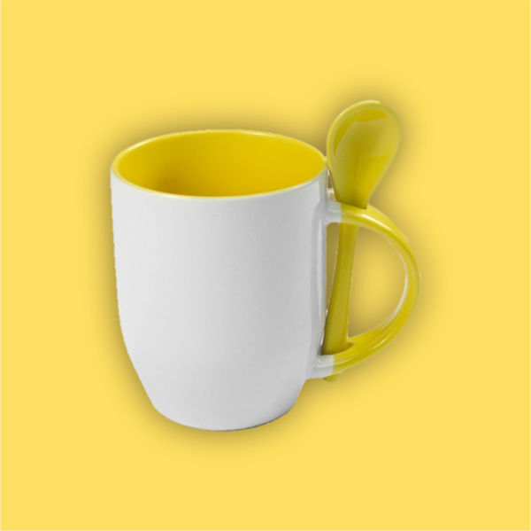 Mug con Cucharita de Cerámica – 11 OZ